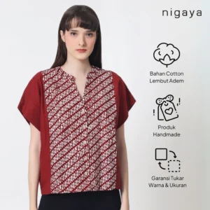 Blouse Baju Atasan Wanita Batik Premium Wanita Kerja Modern Lengan Pendek