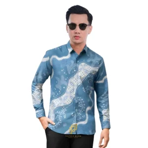 Batik Pria Lengan Panjang Soft Bluesky Formal Batik Kantor